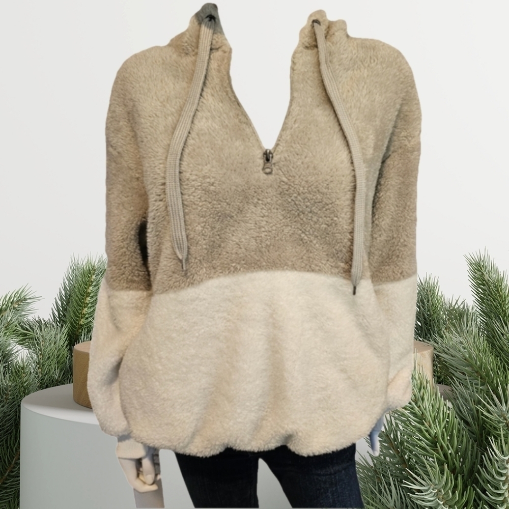 SOURCE Unknown Soft Fluffy 1/4 Zippered Sweatshirt Size L - Picture 2 of 8